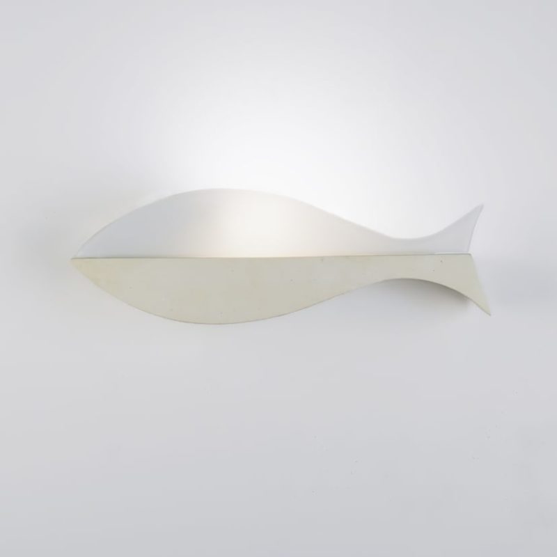 Applique a forma di Pesce, vetro bianco e pietra leccese