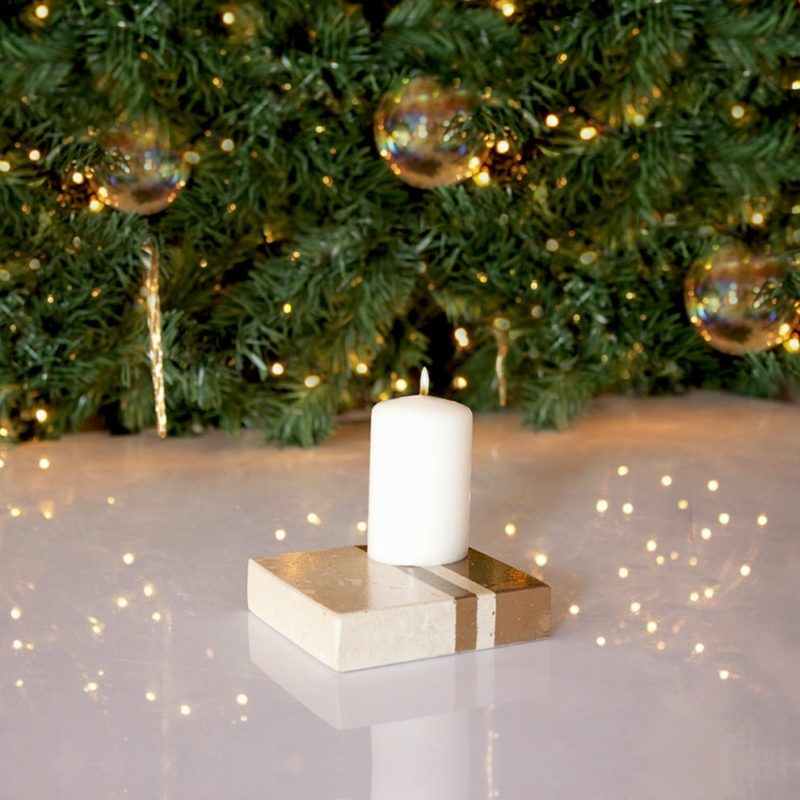Porta candela di Natale, in oro e argento per candele o tealight