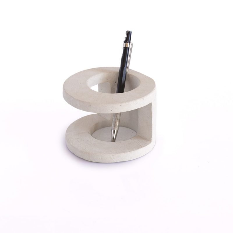 Portapenne portacarte in pietra, accessori da scrivania di design.